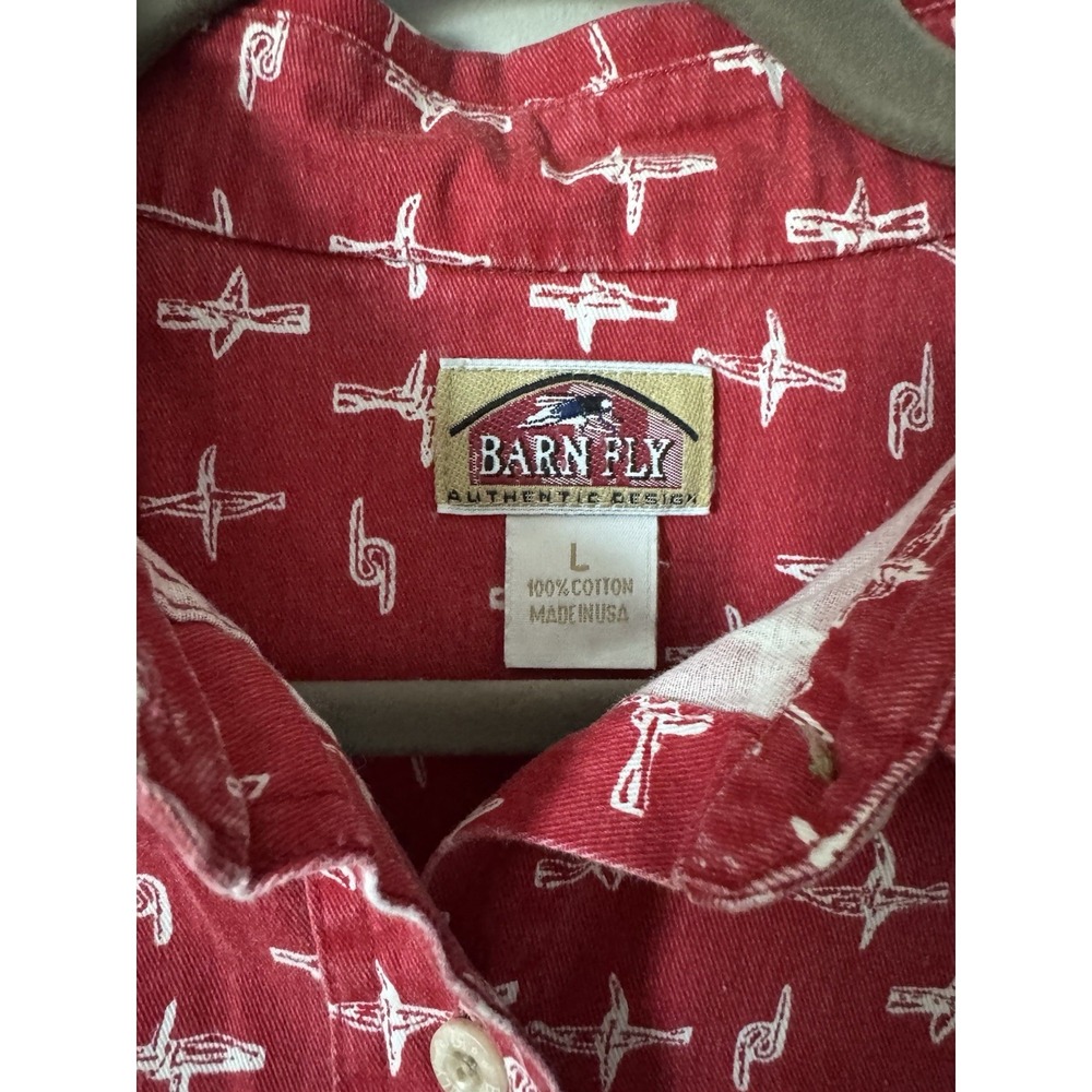 VTG 90s Y2K Barn Fly Sleeveless Top Red Western Barbed Wire Print Size Large - Picture 5 of 5